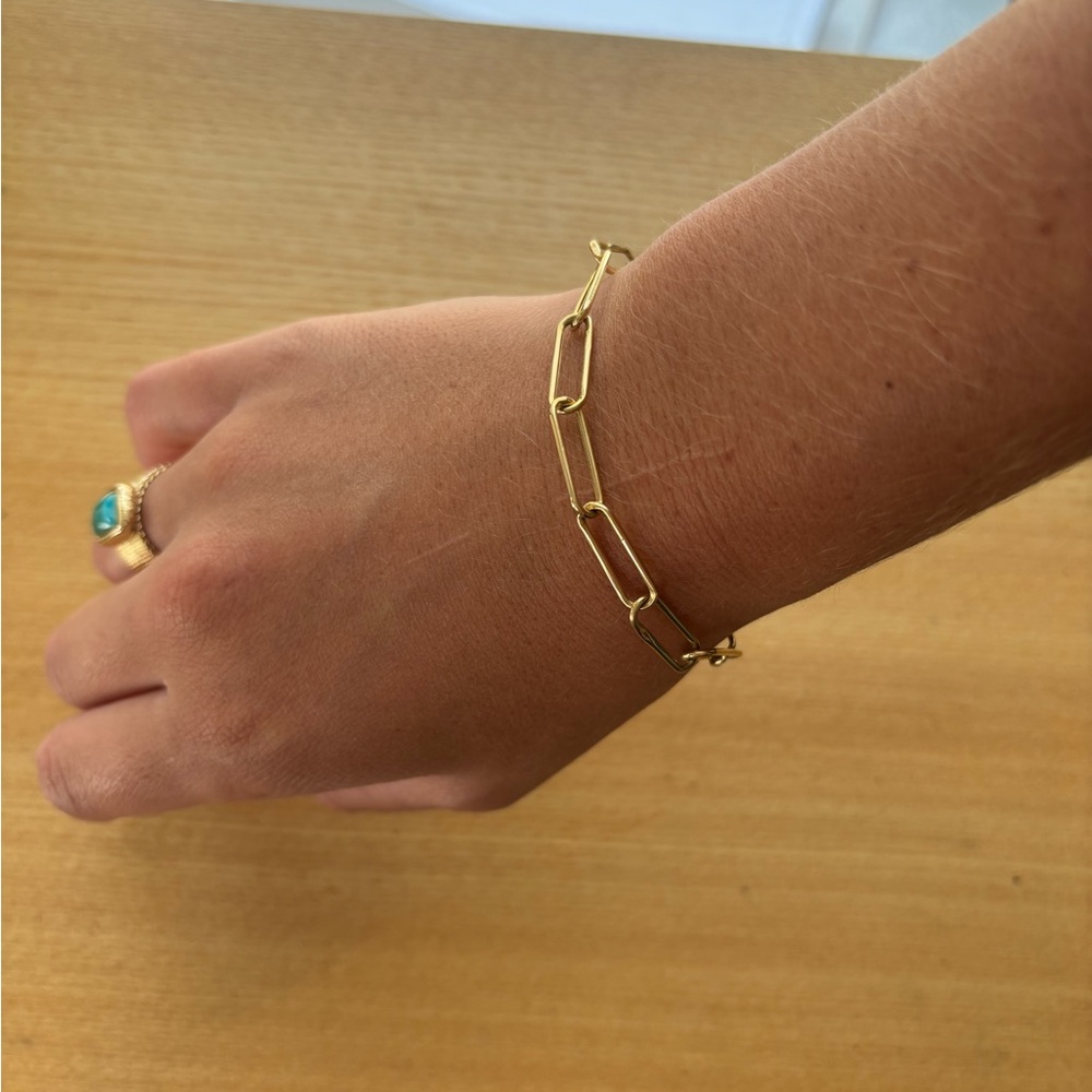 14K Gold Paper Clip Bracelet